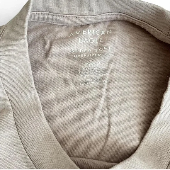 American Eagle Outfitters Beige Oversized Crew Neck Short Sleeve Tee - Picture 2 of 4